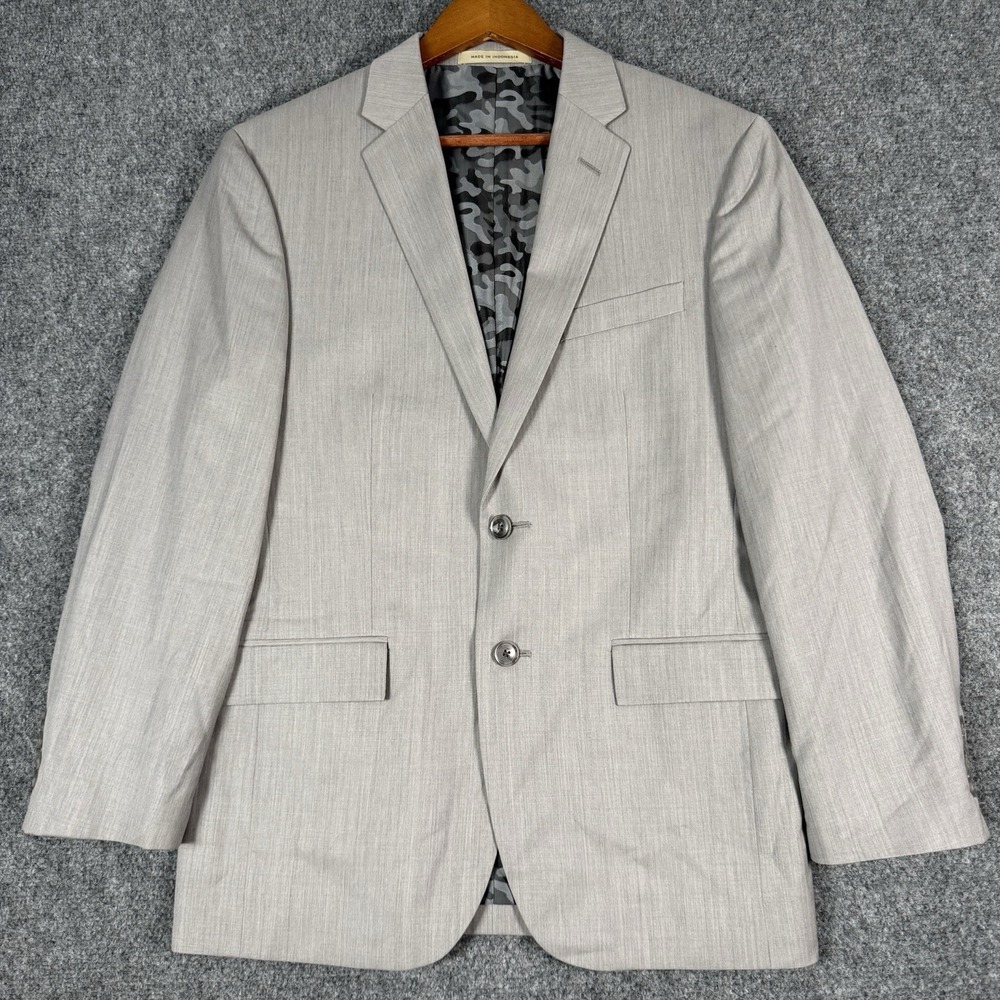 JOE Joseph Abboud Wool Suit Jacket Blazer Mens 38S Slim Fit Tan Camo Lining